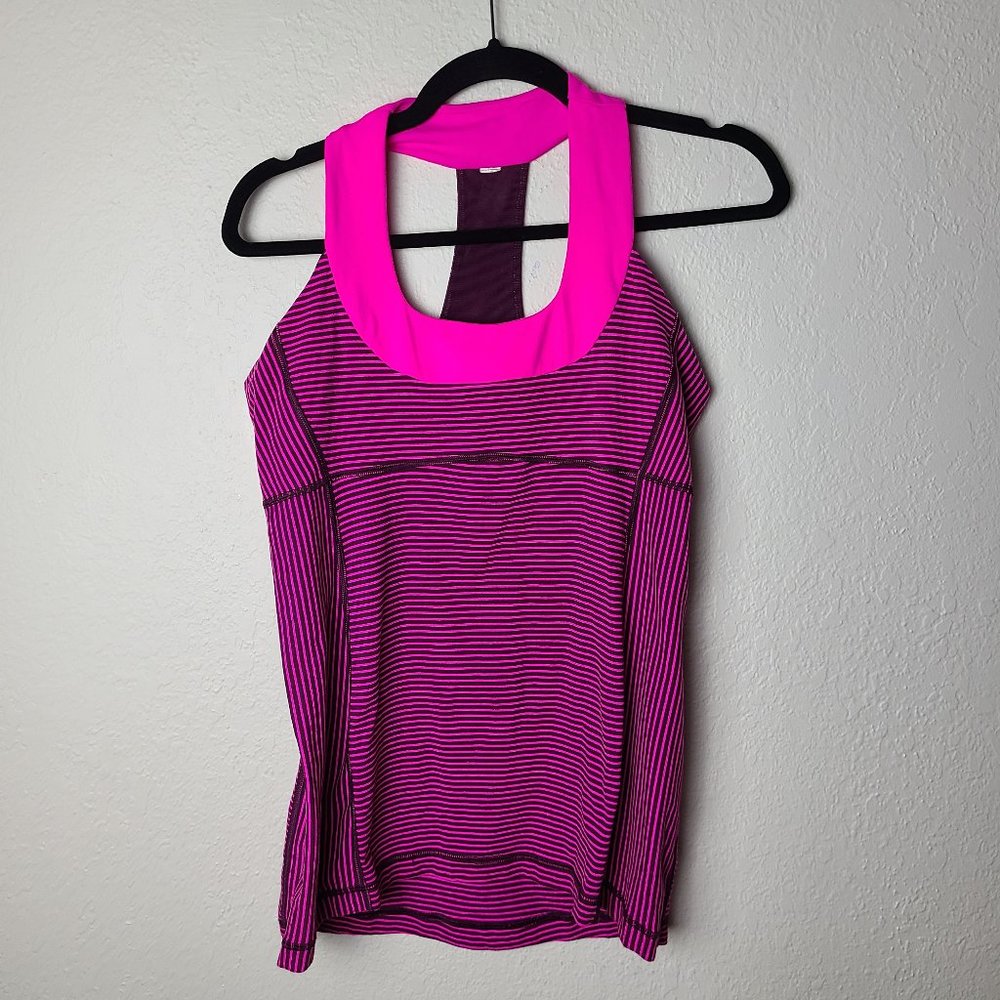 COPY - Lululemon Pink Striped Scoop Neck Tank Top